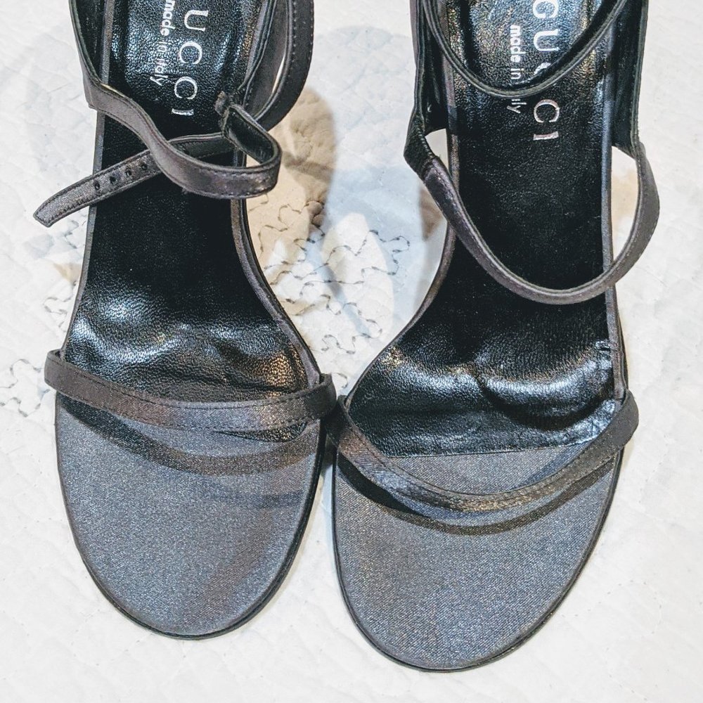Gucci Heels Silver Satin 5.5m
